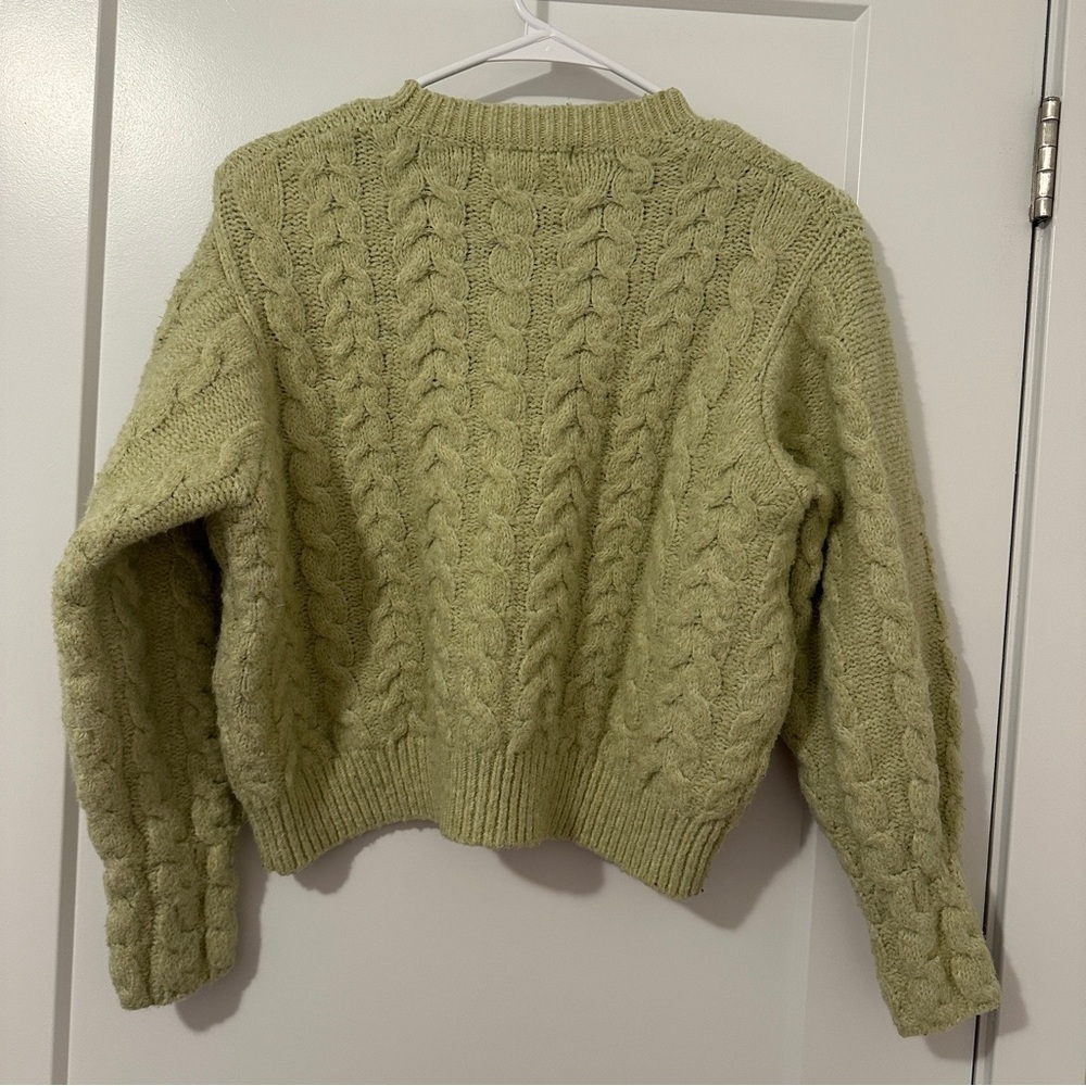 Mango Cable Knit Light Green Sweater Size Extra Small XS Women’s - Picture 5 of 8